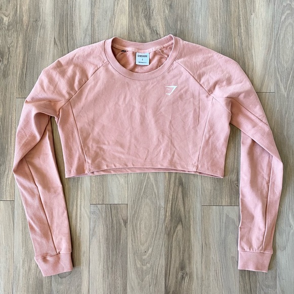 Gymshark Tops - Gymshark Cropped Sweatshirt Top Light Long Sleeve